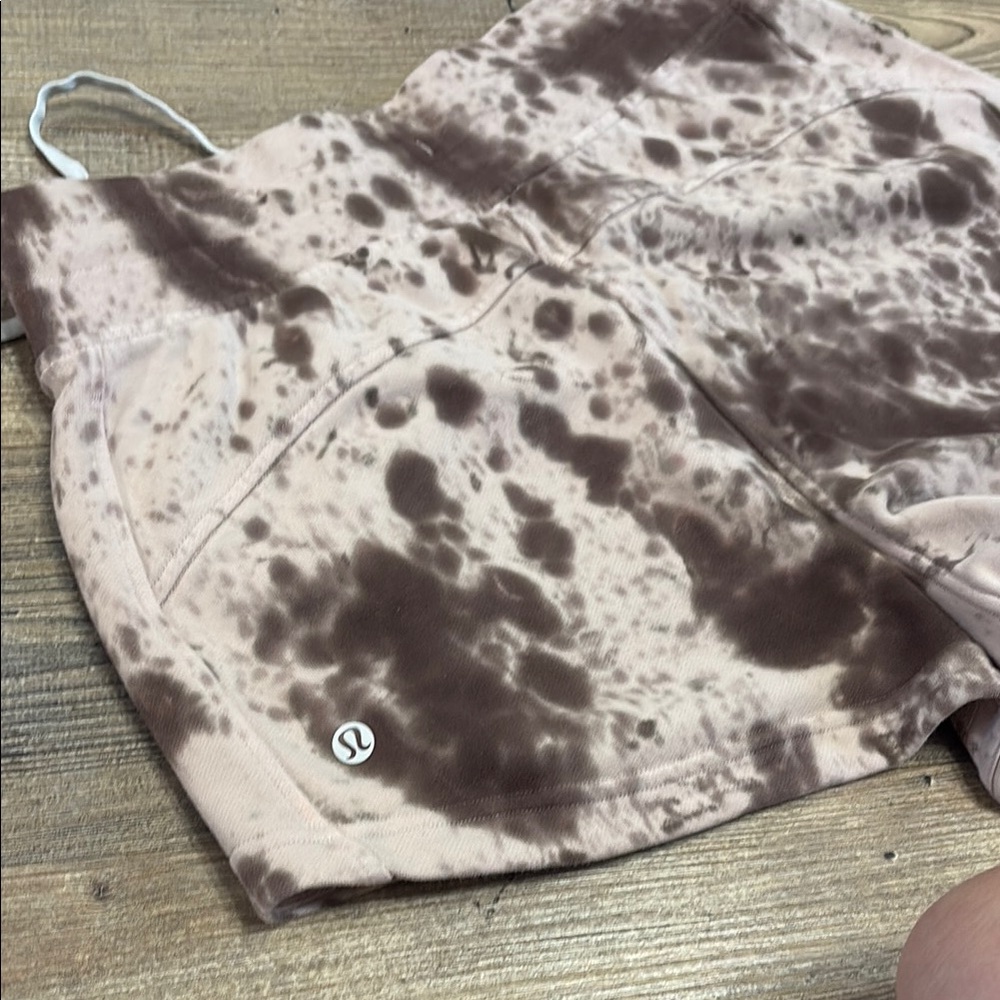 SOLD-Lululemon Athletica Brown Athletic Shorts with Unique Pattern - Picture 2 of 4